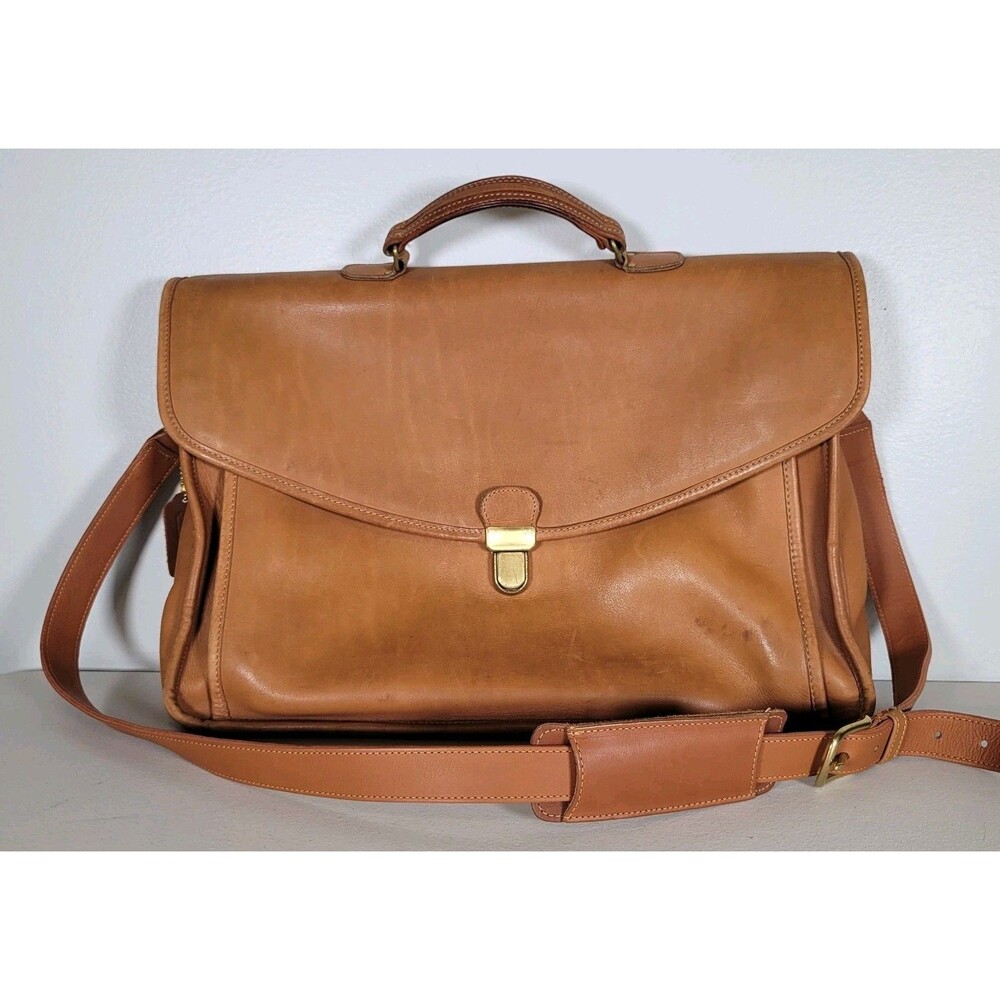 VTG Coach Morgan Briefcase 7105 British Tan Cowhide Leather Messenger Bag 90s